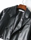 Fashion Black High Waist Faux Leather Short Top + Skirt Set