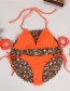 Fashion Orange Banded Gathered Chest Pad Split Swimsuit