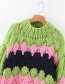 Fashion Green Thick Wool Colorblock Knitted Sweater