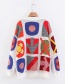 Fashion Color Geometric Patchwork Knitted Sweater