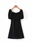 Fashion Black Puff Sleeve Cotton Dress