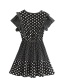 Fashion Black Dot-print Patchwork Ruffle Dress