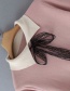 Fashion Pink Lapel Lace-up Knit Sweater