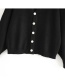 Fashion Black Irregular Multi-button Knitted V-neck Sweater Cardigan