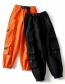 Fashion Orange Large Pocket Webbing Buckle Overalls