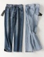 Fashion Navy Washed Asymmetrical Twist Seam Mid-rise Straight-leg Jeans