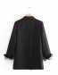 Fashion Black Double-breasted Plaid Paneled Sleeveless Suit