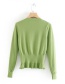 Fashion Green V-neck Single Breasted Knit Cardigan