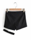 Fashion Black Front Short Back Long Casual Shorts (send Leg Ring)