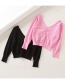 Fashion Pink Hollow Love Mesh V-neck Sweater