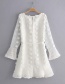 Fashion White Pompom Ruffled Lace Dress