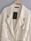 Fashion Beige V Tie Corset Cotton Linen Coat