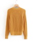 Fashion Yellow Ribbed Knit Single-breasted V-neck Sweater Cardigan