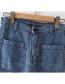 Fashion Blue Washed Double-pocket Straight Jeans