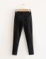 Fashion Black Stretch Ripped Washed Raw Edges Jeans