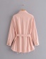 Fashion Pink Belted Lapel Single-breasted Frayed Coat