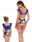 Fashion Tibetan Blue Cross Knotted Ball Trimmed Swimsuit For Children