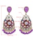 Fashion Purple Diamond Fringed Glass Beads And Turquoise Earrings