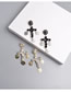 Fashion Black Round Human Head Diamond Cross Earrings