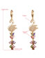 Fashion Color Swan Leaf Zircon Tassel Earrings