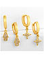 Fashion Golden Cross Diamond Earrings