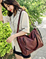 Fashion Brown Zip Rope Shoulder Bag
