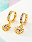 Fashion Golden Sun Flower Earrings With Diamonds