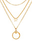 Fashion Golden Heart-shaped Round Pentagram Multilayer Necklace With Diamonds