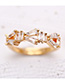 Fashion Golden Geometric Diamond Open Ring