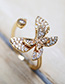 Fashion Golden Full Diamond Butterfly Open Ring