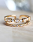 Fashion Golden Zircon Square Diamond Two-slit Open Ring