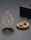 Fashion Golden Flower Geometric Earrings With Diamonds