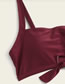 Fashion Red Wine Bow Cross Belt Split Swimsuit