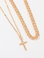 Fashion Golden Cross Double Necklace