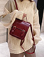 Fashion Red Belt Buckle Stitching Backpack
