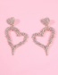 Fashion Golden Ab Double Heart Pierced Earrings With Diamonds