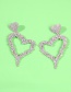 Fashion Golden Ab Double Heart Pierced Earrings With Diamonds