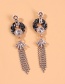 Fashion Black Resin Diamond Flower Tassel Earrings