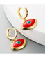Fashion Red Oil Drop Diamond Eye Geometric Earrings