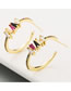 Fashion Color Geometric Diamond C-shaped Earrings