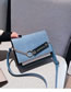 Fashion Blue Frosted Stitched Chain Shoulder Bag