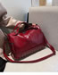 Fashion Red Wine Studded Zipped Shoulder Bag