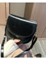 Fashion Black Semi-flap Flap Lock Shoulder Crossbody Bag