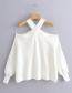 Fashion White Halter-paneled Off-the-shoulder Loose-fit Sweater
