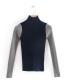 Fashion Gray Contrasting Contrast Half Turtleneck Sweater