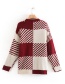 Fashion Red Plaid Stitching Sweater