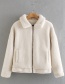 Fashion Creamy-white Fleece Zip Cropped Jacket