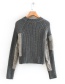 Fashion Gray Contrasting Houndstooth Knit Sweater
