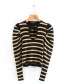Fashion Color Striped Sleeves Knitted Sweater