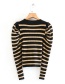 Fashion Color Striped Sleeves Knitted Sweater